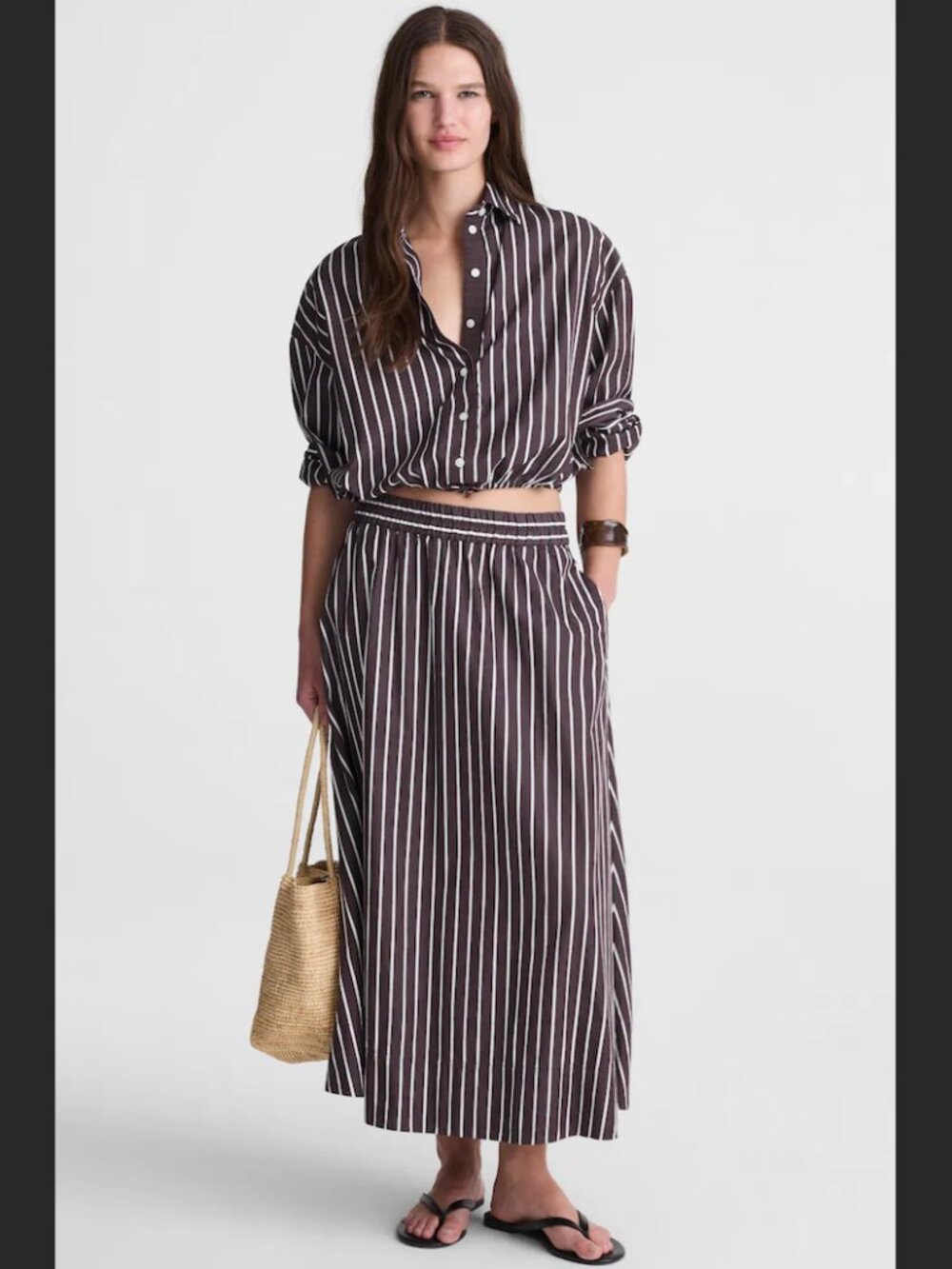 Poplin a-line midi skirt